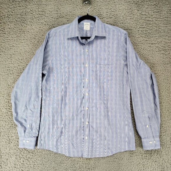 Brooks Brothers Shirt Mens 16 Blue Long Sleeve Button Up Regent Fit - Picture 1 of 8